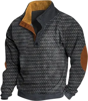 Ugly Christmas Sweatshirts for Men 1/4 Button Stand Collar Pullover Xmas Tree Printed Graphic Long Sleeve Polo Shirt