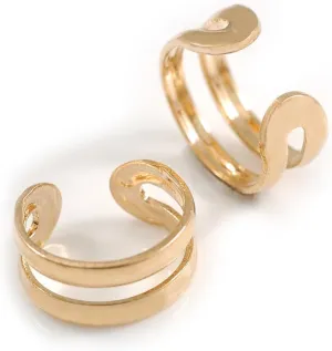 Unisex Gold-Tone Minimalist Lightweight Ear Cuff Earrings - 12mm Diameter