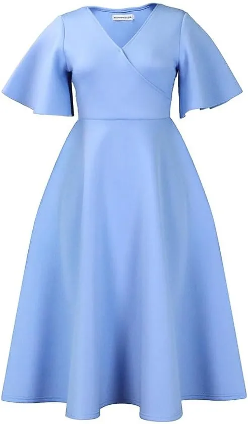 Useagrey Womens Plus Size Dresses Summer V Neck Casual Semi Formal Knee Length Church Wedding Guest Dresses