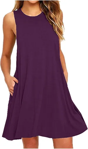 Vacation Dresses for Women 2024 Sleeveless Casual Sundresses A Line Fashion Comfy Short Dresses with Pockets