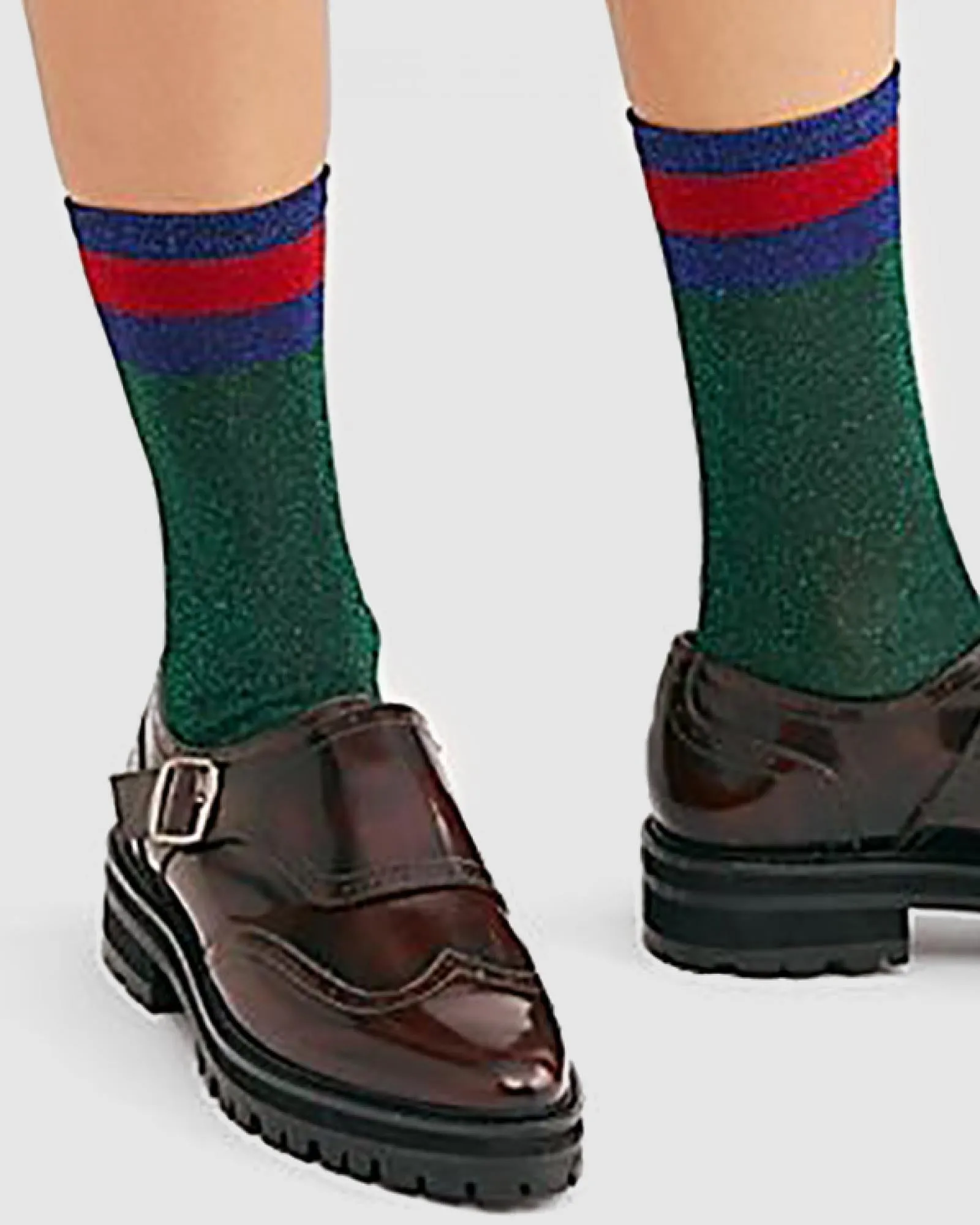 Varsity Lurex 3/4 Socks - Green