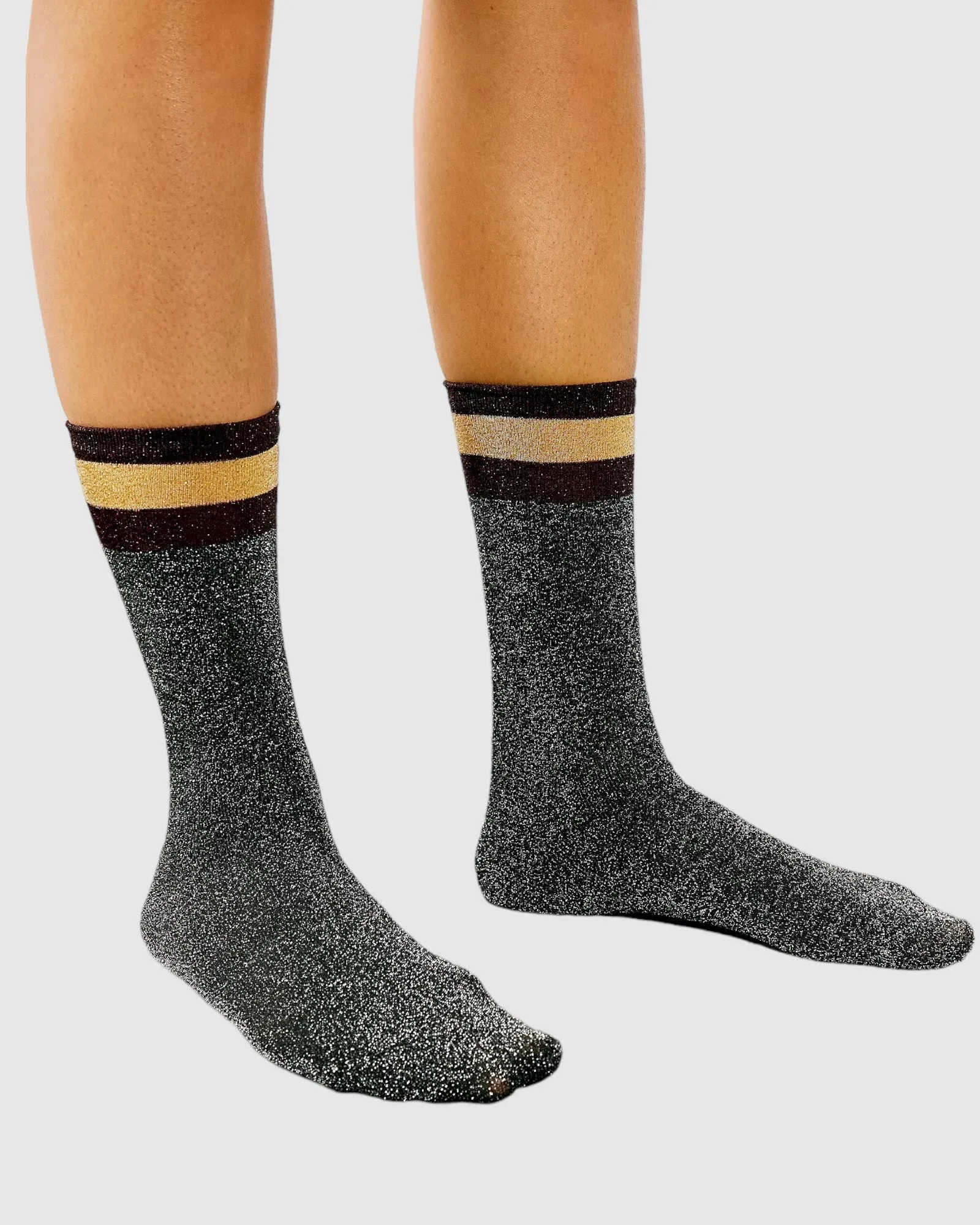 Varsity Lurex 3/4 Socks - Grey