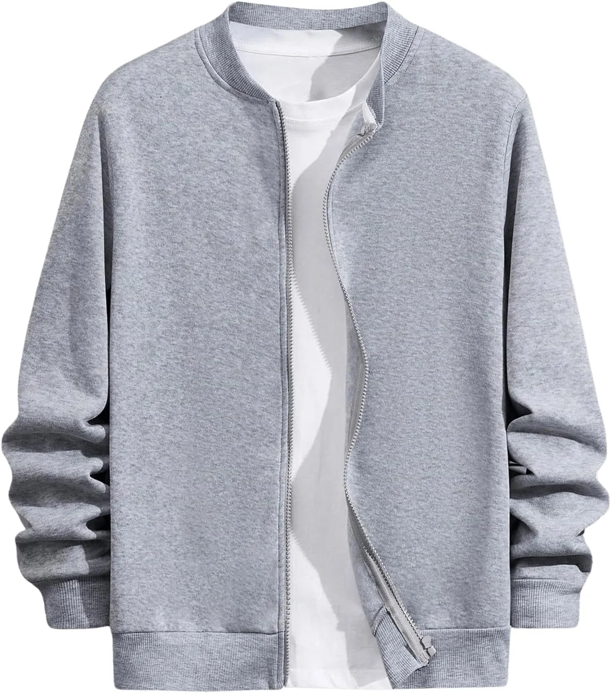 Verdusa Men's Zip Up Windbreaker Jackets Long Sleeve Bomber Spring Fall Jackets
