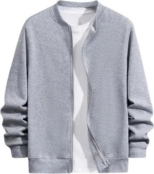 Verdusa Men's Zip Up Windbreaker Jackets Long Sleeve Bomber Spring Fall Jackets