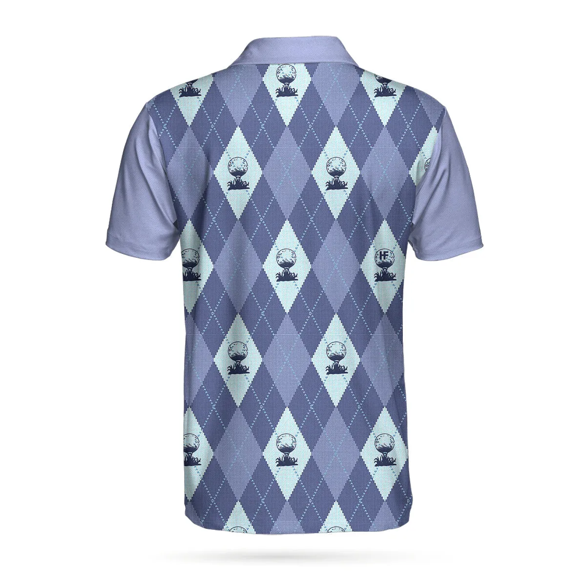 Vintage Blue Palatte Girl Golf Polo Shirt, Argyle Pattern Girl Golfer Silhouette Polo Shirt, Fun Golf Shirt For Men Coolspod