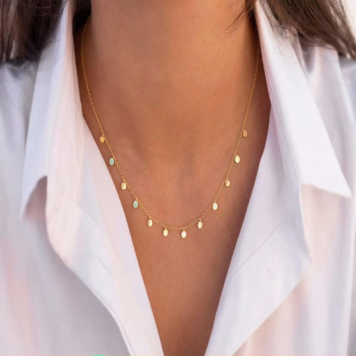 Vintage Disc Coin Necklace Gold Dangle Coin Choker Necklace Round Circle Necklaces Sequin Disc Necklace Chain Jewelry for Women and Girls