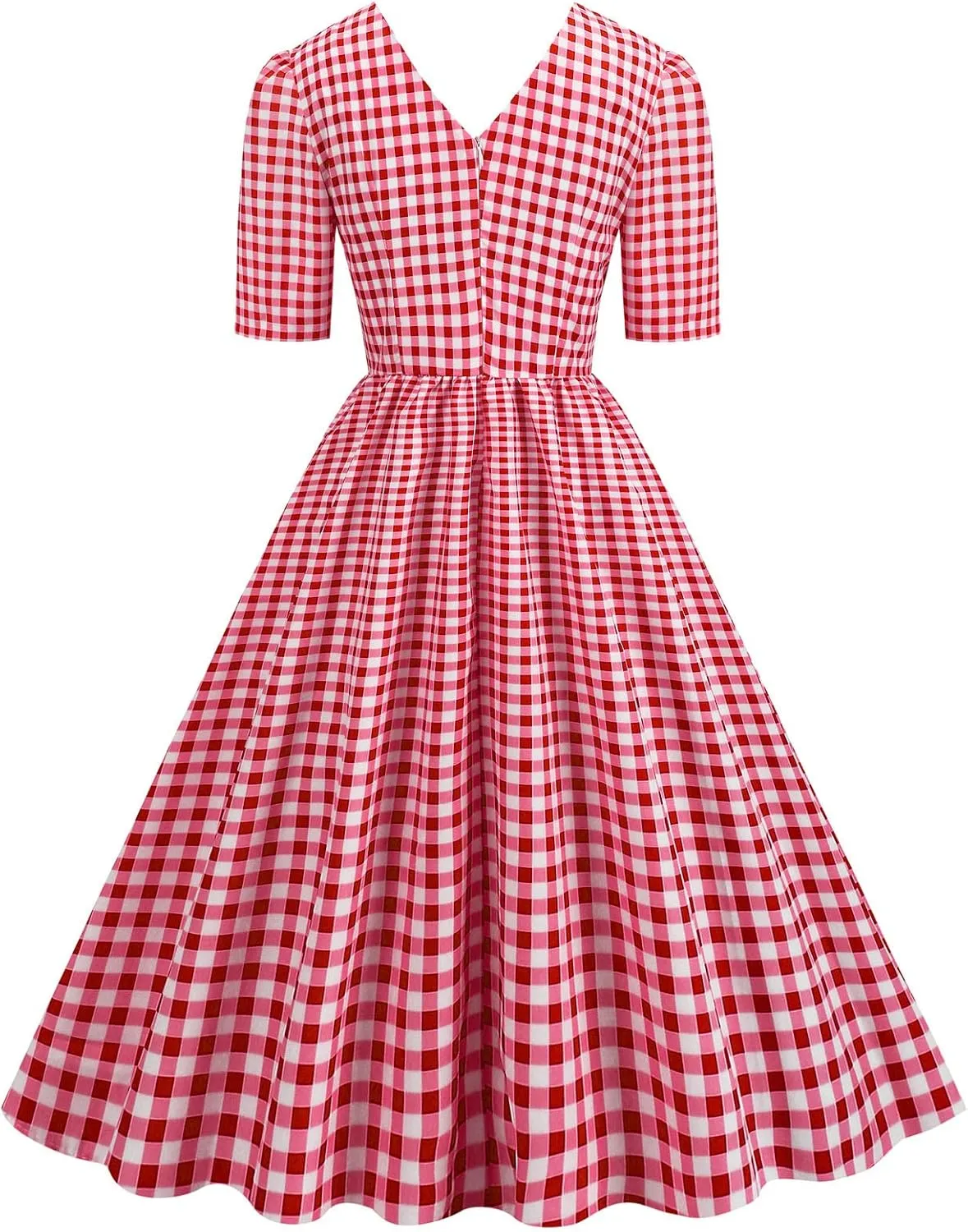 Vintage Dress for Women Semi-Formal 1950s Polka Dots V-Neck Swing A-Line Rockabilly Midi Dresses Garden Party Dresses