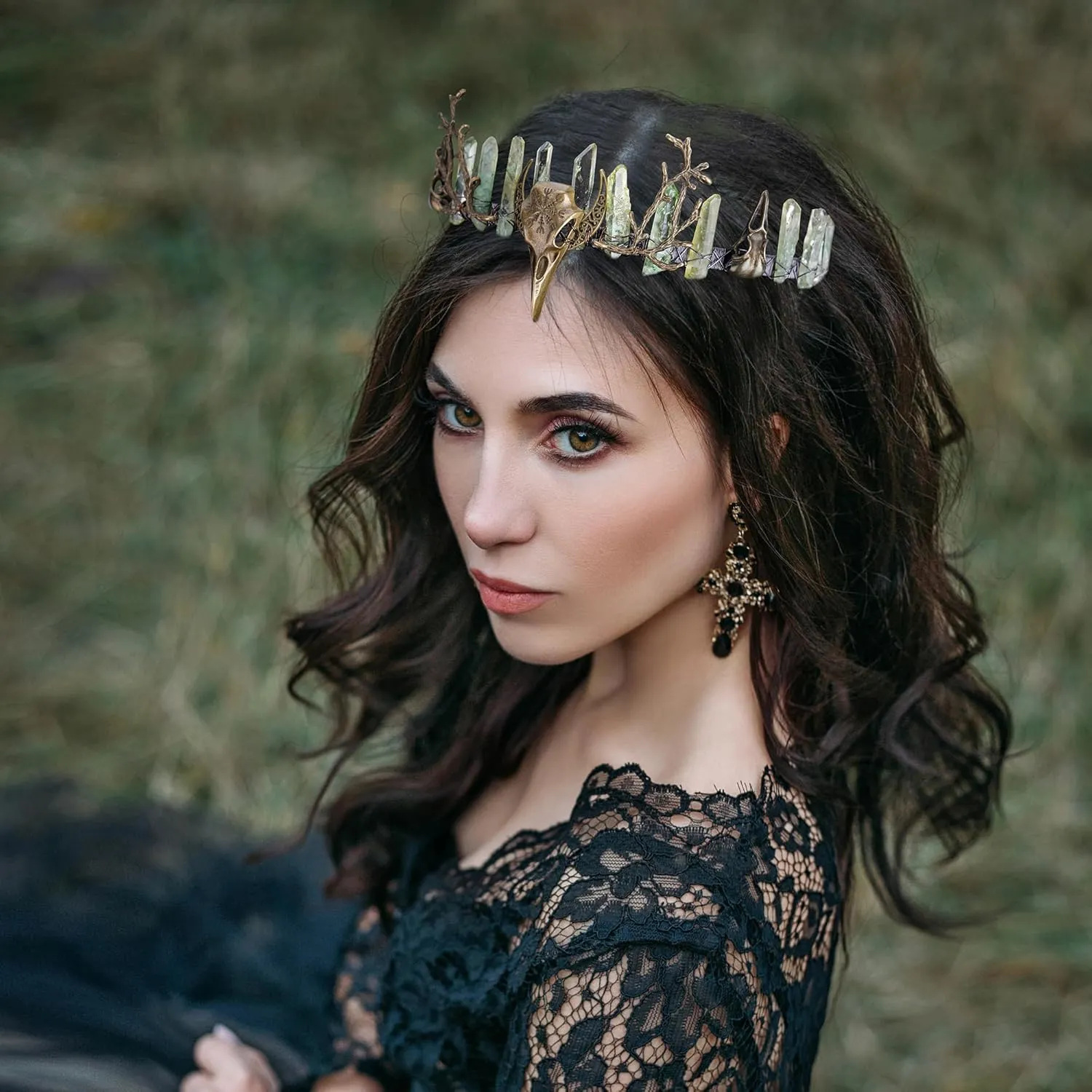 Vintage Fairy Crystal Crown - Handmade Raw Quartz Tiara Circlet Crown Elf Elven Headband for Women Men