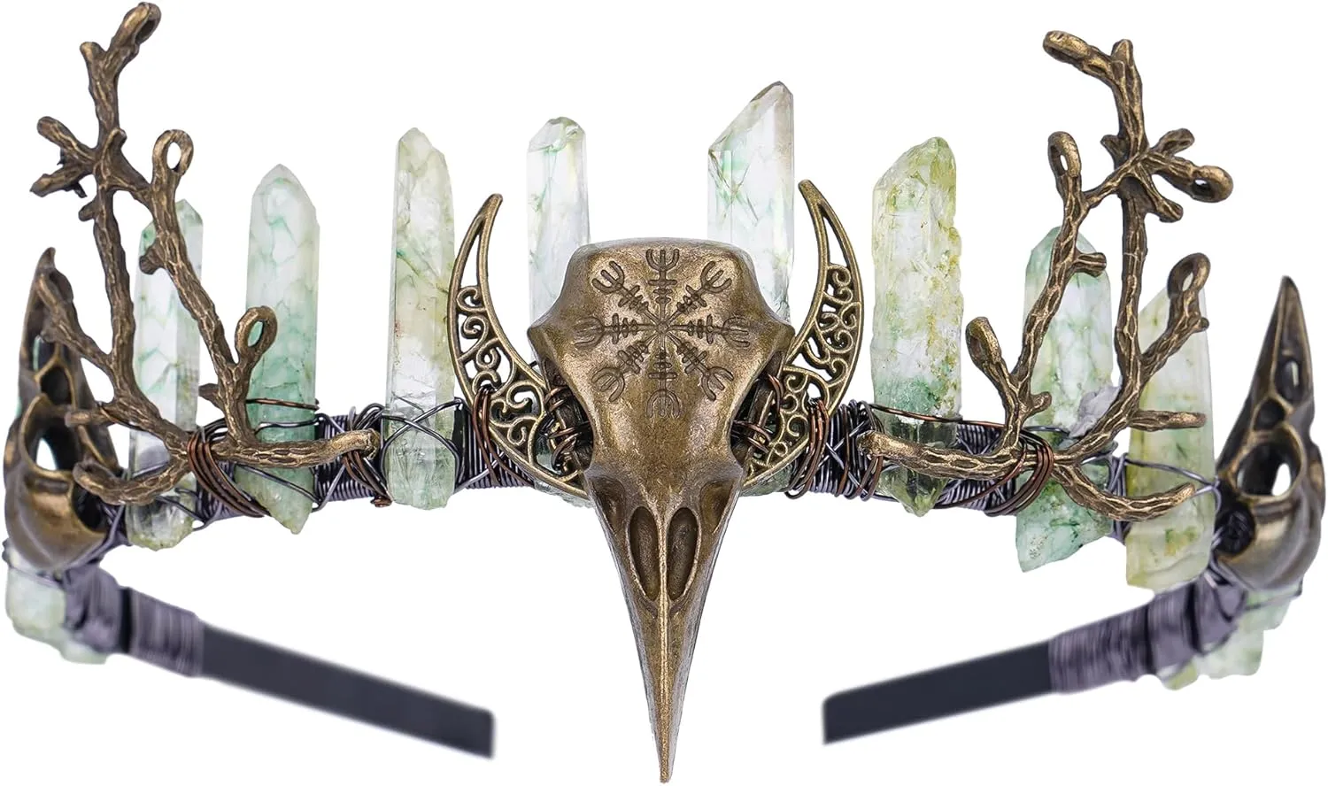 Vintage Fairy Crystal Crown - Handmade Raw Quartz Tiara Circlet Crown Elf Elven Headband for Women Men