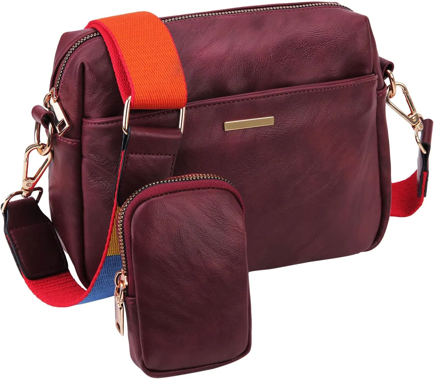 VX VONXURY Small Crossbody Bags for Women, Vegan Soft Pu Leather Triple Zipper Purse Handbags