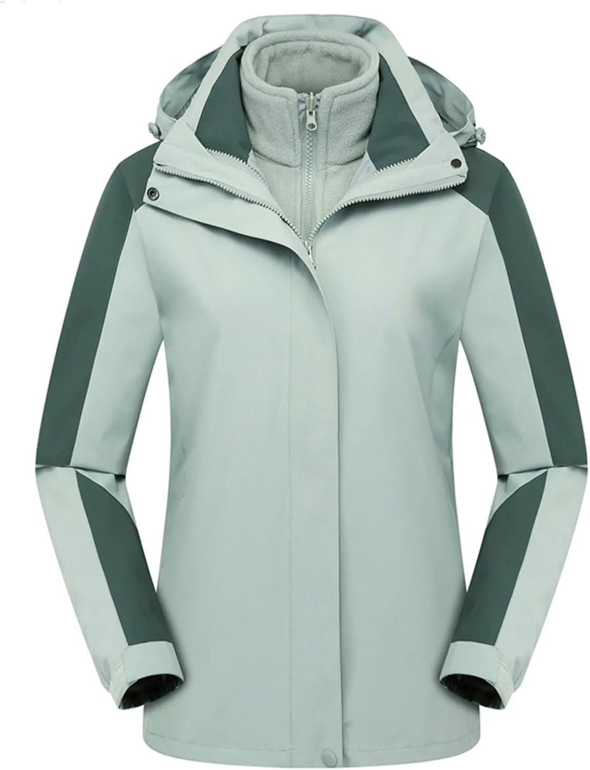 Warm Winter Snow Coats for Women Plus Size Waterproof Ski Jacket 3 in 1 Jacket Mountain Windbreaker Hooded Outerwear