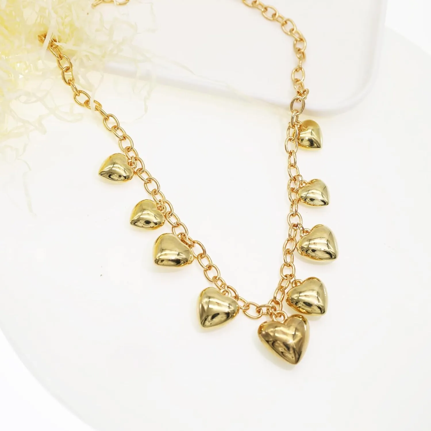 We We Chunky Antique Heart Charm Necklace for women Vintage Sun Stars Hearts Sea shell Starfish Beachy Boho Layers Charms Necklaces