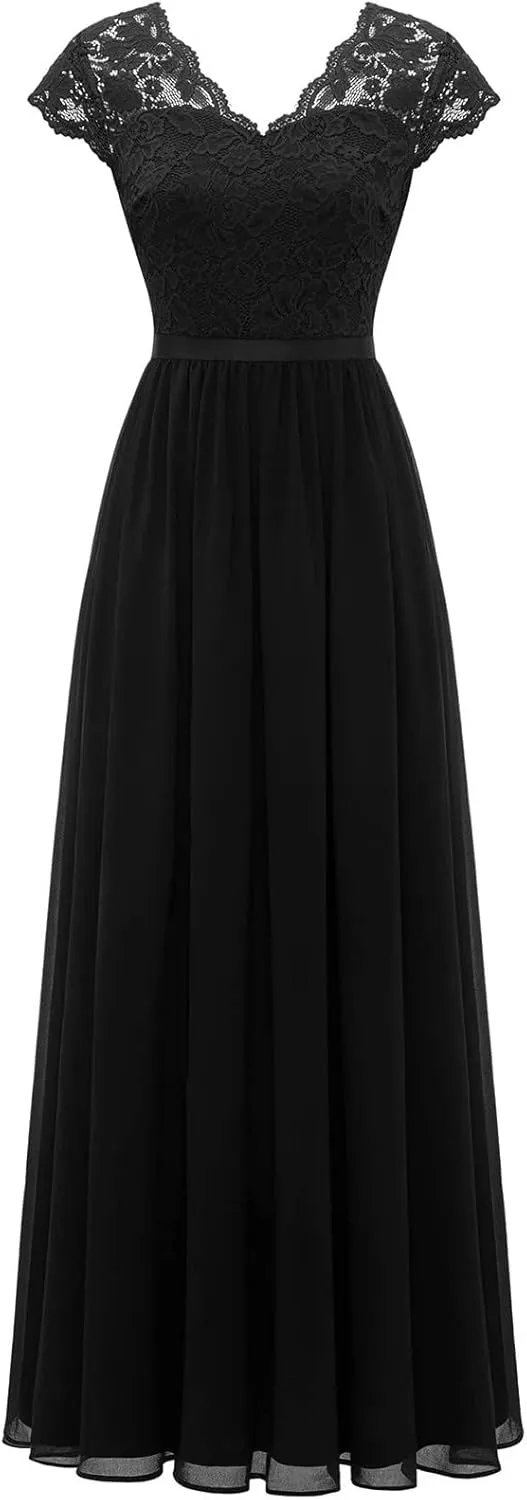 Wedding Guest Dresses for Women Long Elegant Lace Chiffon Maxi Dress 2025 Formal Cocktail Prom Party Bridesmaid