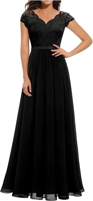 Wedding Guest Dresses for Women Long Elegant Lace Chiffon Maxi Dress 2025 Formal Cocktail Prom Party Bridesmaid