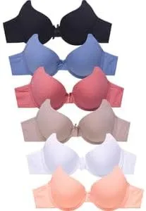 WHITE APPAREL Women's Basic Plain Bras (Packs of 6) - Various Styles, #049, 40C