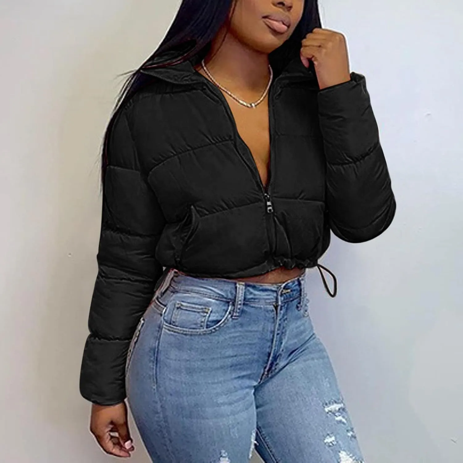 Winter Coat Women's Women's Winter Solid Short Bread Down Jacket Stand Up Collar Outerwear Padded Thick Jackets