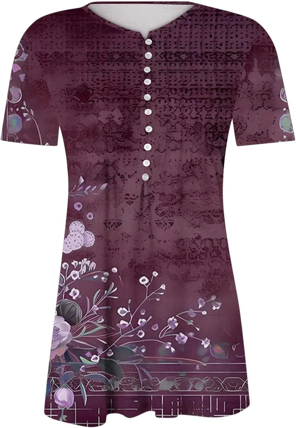 Women 2025 Spring Blouses Tops Floral Short Sleeve Boho T Shirts Dressy Casual Tunic Beach Vacation Ladies Clothing