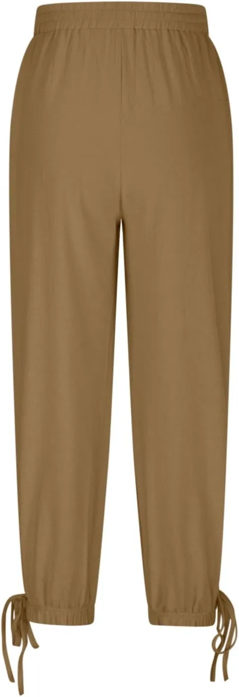 Women Baggy Harem Pants Solid Color Drawstring Elastic Waist Beach Yoga Trouser Casual Fashion Comfy Soft Loose Pant
