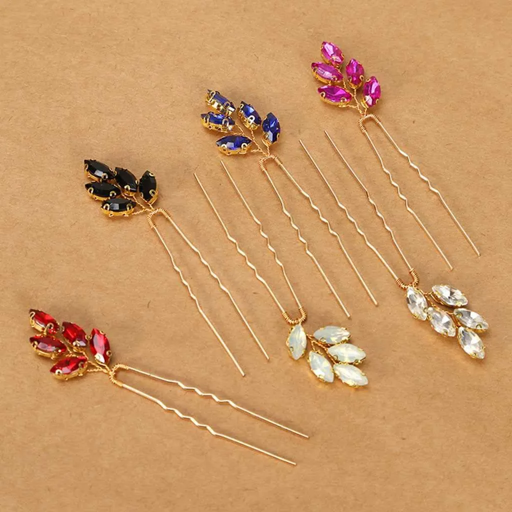 Women Birthday Party Headpieces Red Rhinestones Evening Prom Costume 3pcs Hairpins Pageant Banquet Cocktail Hair Accessory,Roayl Blue