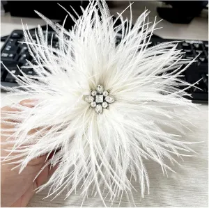 Women Brooch Pins Vintage Party Dress Big Brooch Hair Decoration Rhinestone Decorative Brooch Pins Elegant Brooch Women's Accessories for Women Girls (White)