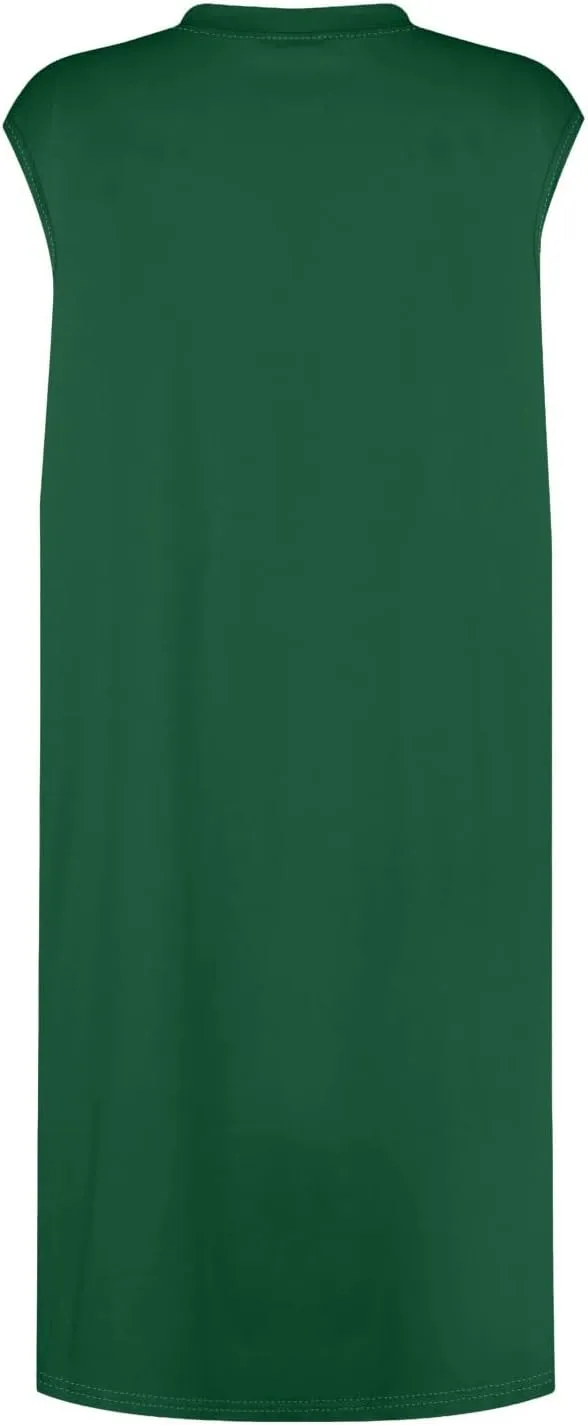 Women Crew Neck Sleeveless Sundress Printed Beach Vacation Pockets Dress 2025 Summer Casual Loose Mini Dresses