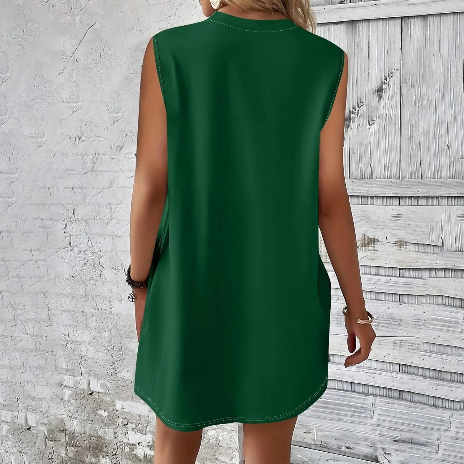 Women Crew Neck Sleeveless Sundress Printed Beach Vacation Pockets Dress 2025 Summer Casual Loose Mini Dresses