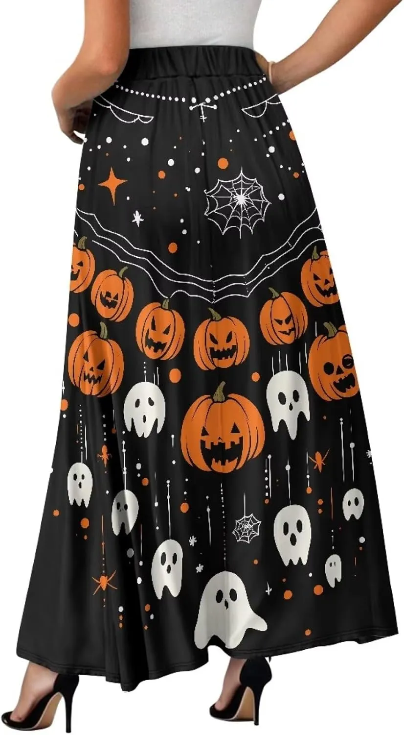 Women Full Length Skirt High Waisted Long Skirts with Pockets Lightweight Soft Flowy Swing A Line Maxi Skirt S-2XL