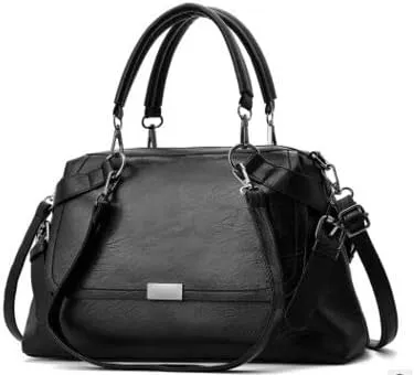 Women Handbags Shoulder Bags, Satchel Tote Bag, Casual Women Soft Pu Leather Handbag Female Shoulder Bag Messenger Bag Larger Size Winter Women Bag (Color : Black, Size : 37x10x22cm)