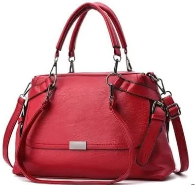 Women Handbags Shoulder Bags, Satchel Tote Bag, Casual Women Soft Pu Leather Handbag Female Shoulder Bag Messenger Bag Larger Size Winter Women Bag (Color : Red, Size : 37x10x22cm)