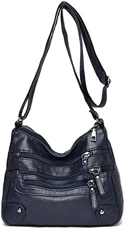 Women Handbags Shoulder Bags, Satchel Tote Bag, Ladies Soft PU Leather Handbag Fashion Women Travel Shoulder Bag Large Capacity Designer Messenger Bag (Color : Dark Blue)