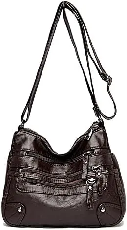 Women Handbags Shoulder Bags, Satchel Tote Bag, Ladies Soft PU Leather Handbag Fashion Women Travel Shoulder Bag Large Capacity Designer Messenger Bag (Color : Dark Brown)