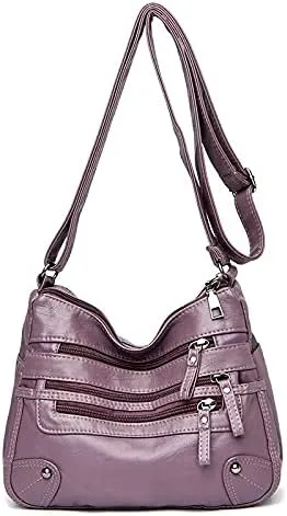 Women Handbags Shoulder Bags, Satchel Tote Bag, Ladies Soft PU Leather Handbag Fashion Women Travel Shoulder Bag Large Capacity Designer Messenger Bag (Color : PurPle)