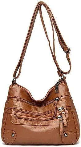 Women Handbags Shoulder Bags, Satchel Tote Bag, Ladies Soft PU Leather Handbag Fashion Women Travel Shoulder Bag Large Capacity Designer Messenger Bag (Color : Yellow Brown)