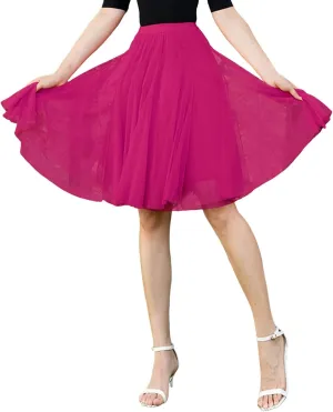 Women Midi Skirts Dressy High Knee Length Skirt Pleated Skirt Dancing Womens High Waist A Line Skirt for Summer