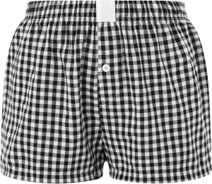 Women Pajamas Shorts Micro Boxer Shorts Y2K Cute Gingham Sleep Lounge Shorts Checkered Plaid Button Pj Mini Shorts