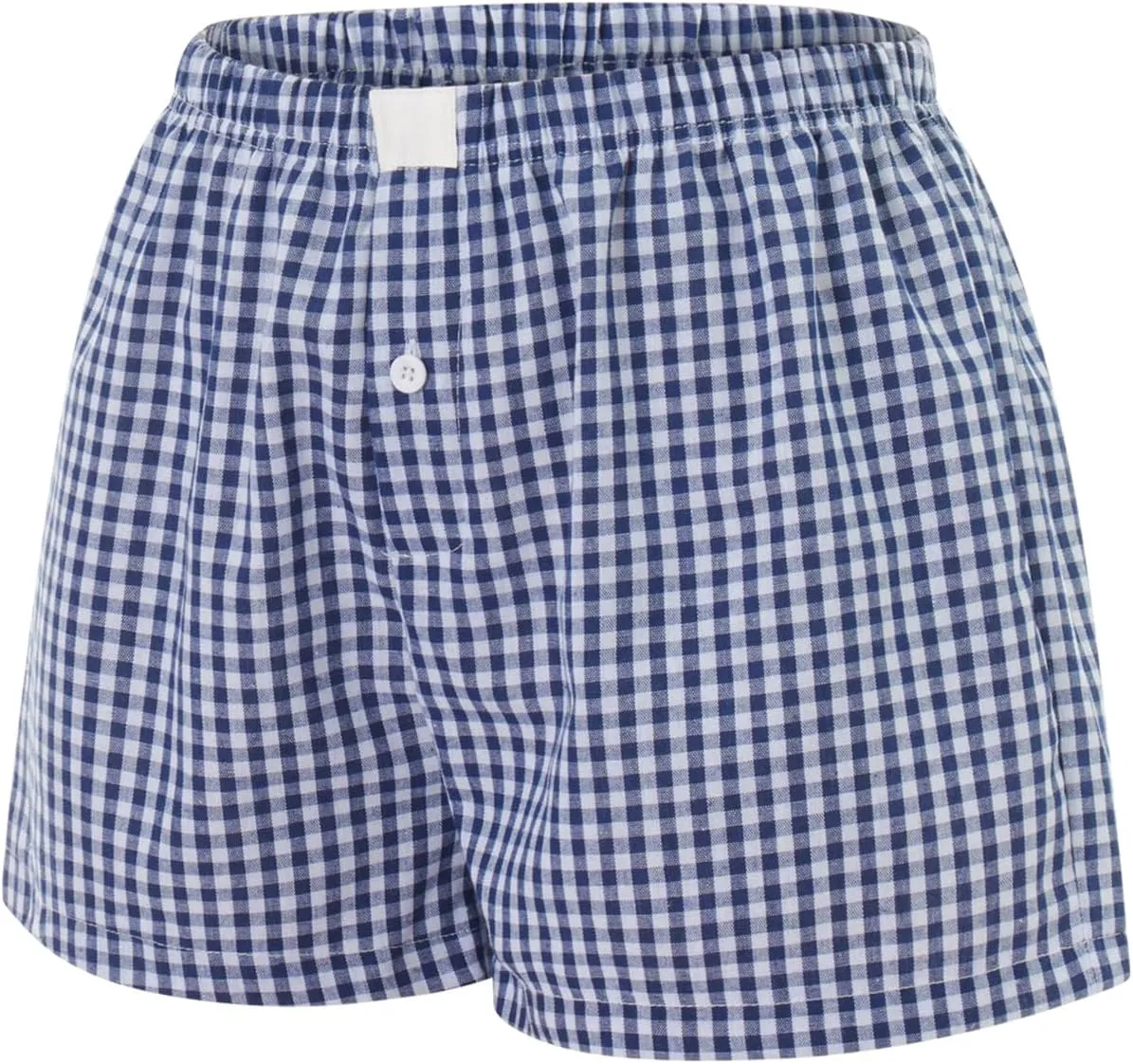 Women Pajamas Shorts Micro Boxer Shorts Y2K Cute Gingham Sleep Lounge Shorts Checkered Plaid Button Pj Mini Shorts