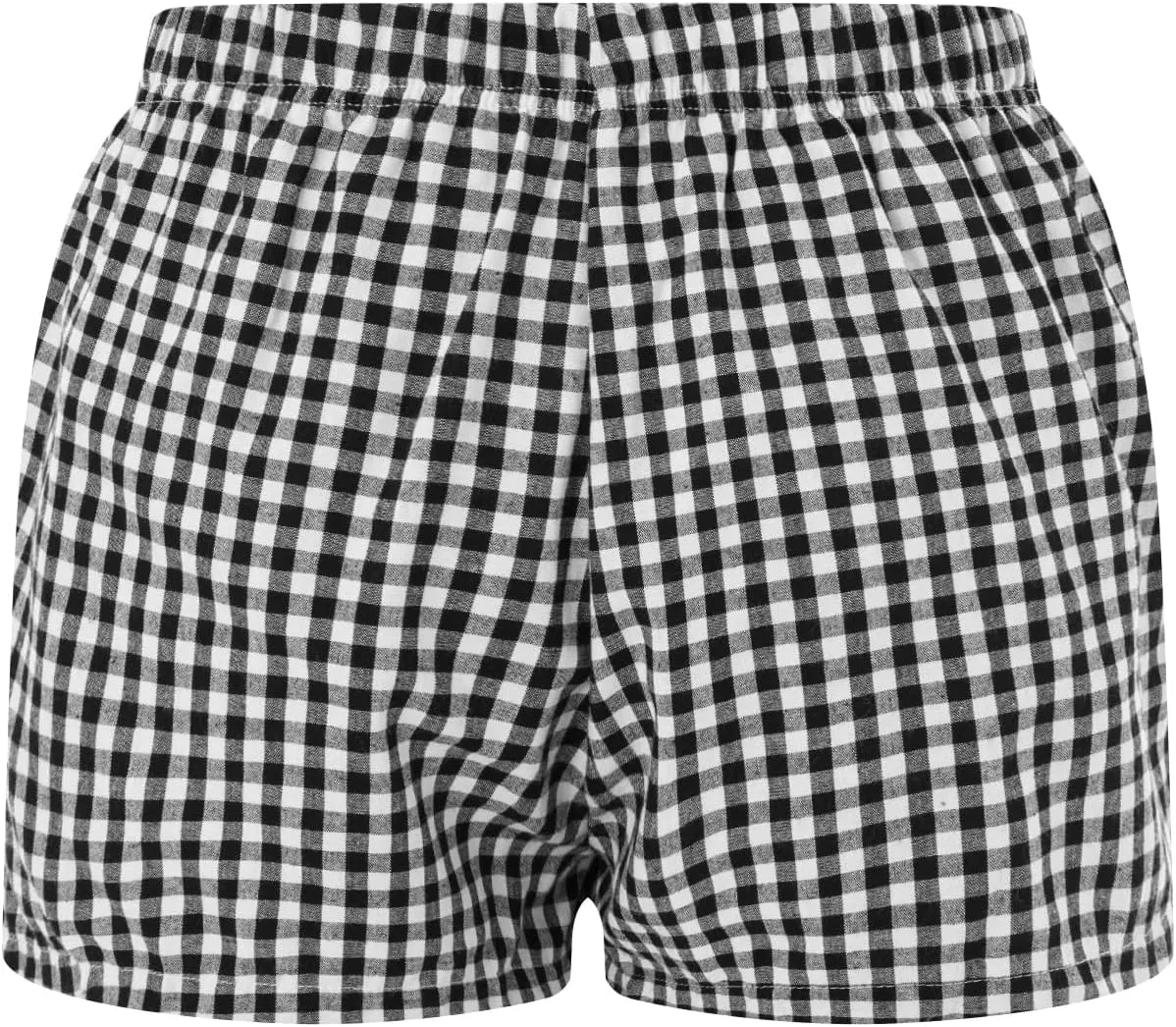Women Pajamas Shorts Micro Boxer Shorts Y2K Cute Gingham Sleep Lounge Shorts Checkered Plaid Button Pj Mini Shorts