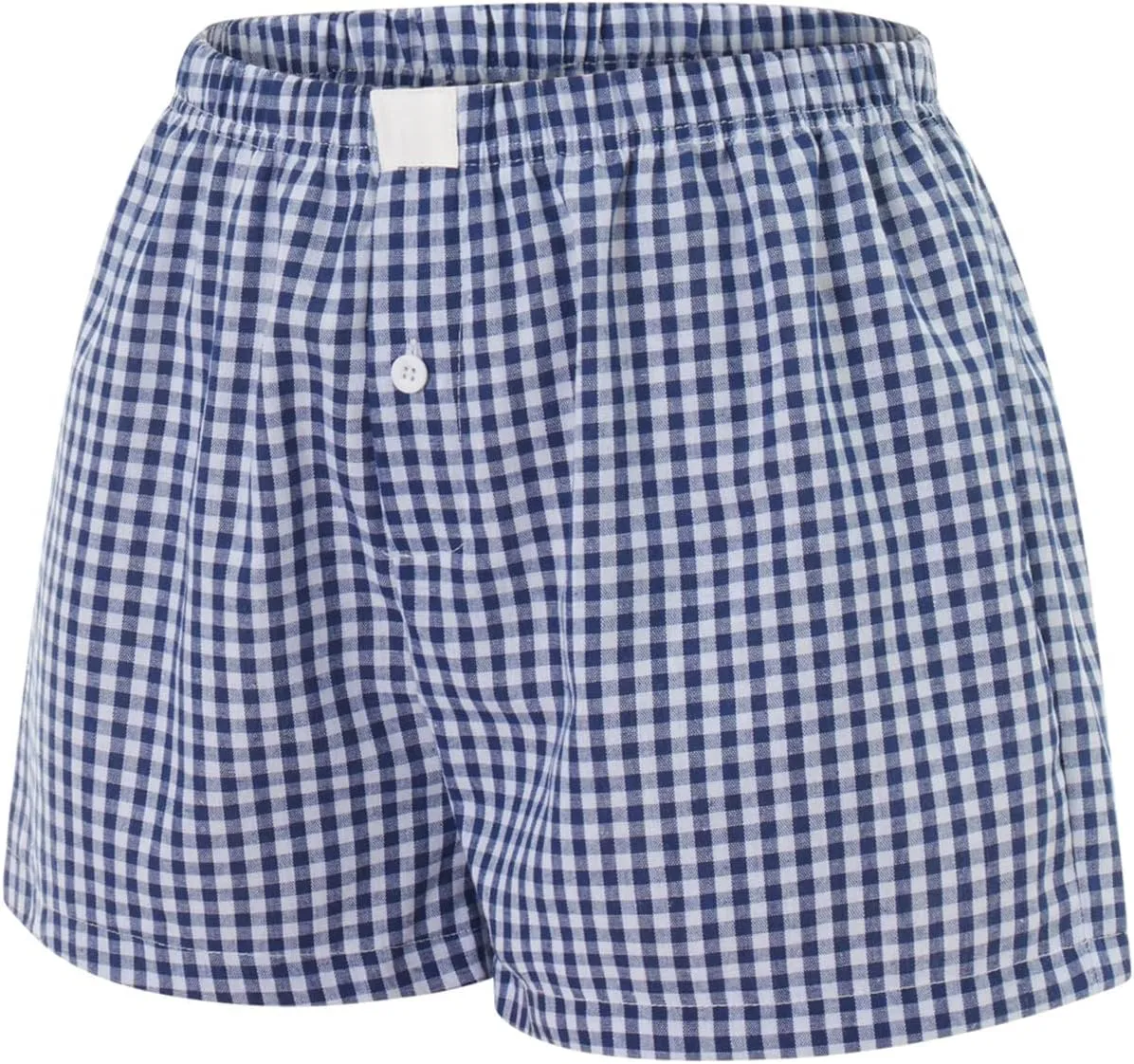 Women Pajamas Shorts Micro Boxer Shorts Y2K Cute Gingham Sleep Lounge Shorts Checkered Plaid Button Pj Mini Shorts