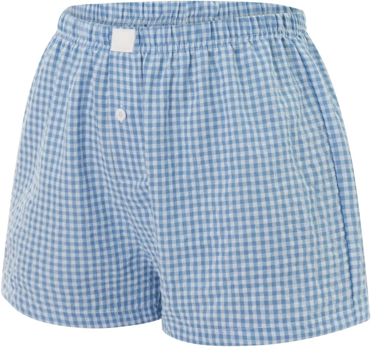 Women Pajamas Shorts Micro Boxer Shorts Y2K Cute Gingham Sleep Lounge Shorts Checkered Plaid Button Pj Mini Shorts