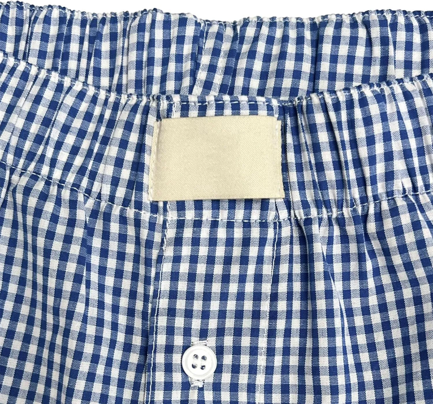 Women Pajamas Shorts Micro Boxer Shorts Y2K Cute Gingham Sleep Lounge Shorts Checkered Plaid Button Pj Mini Shorts