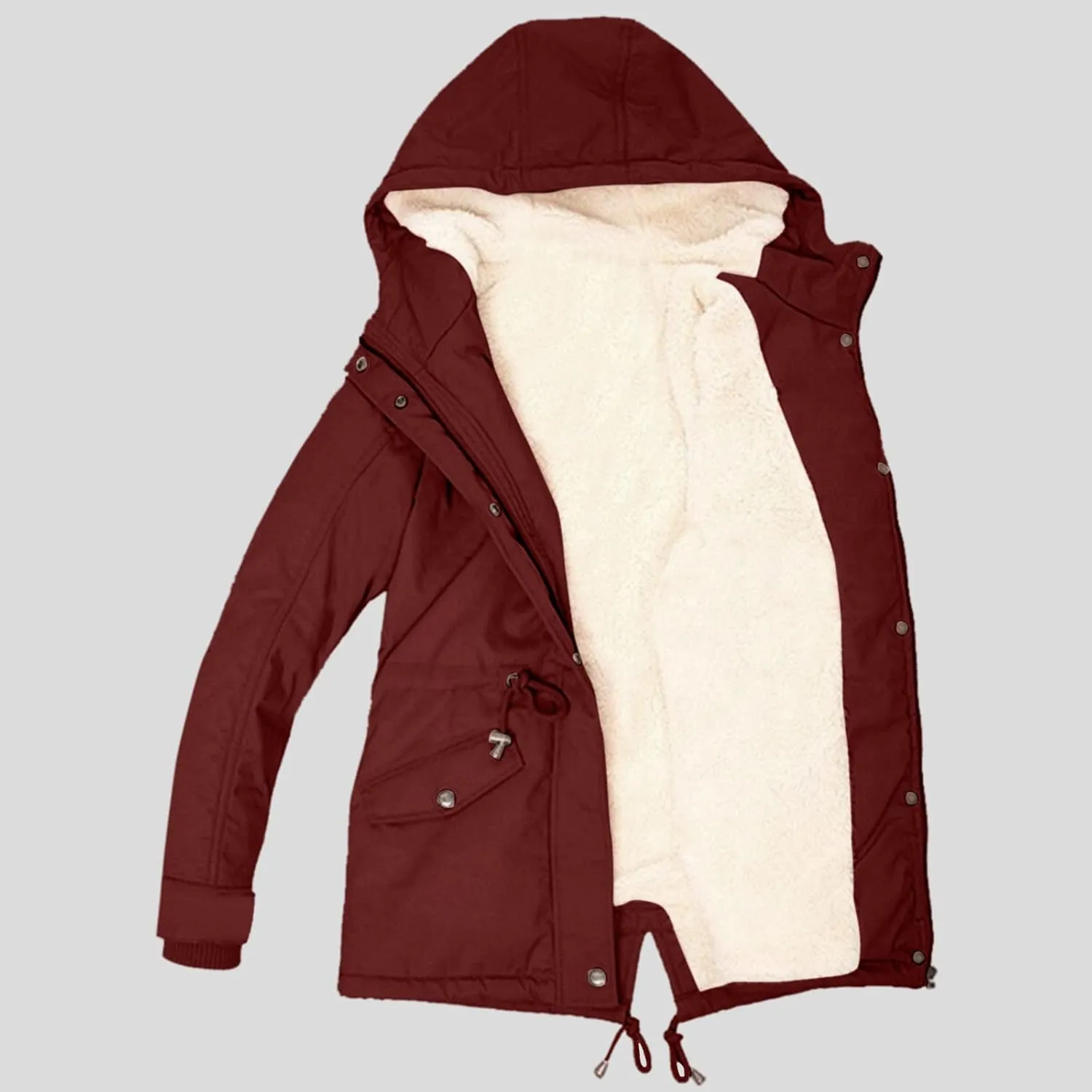 Women Plus Size Winter Overcoat Women's Jacket Thick Outwear Plush Lined Hooded Coat Warm Trench Women's Coat Women's