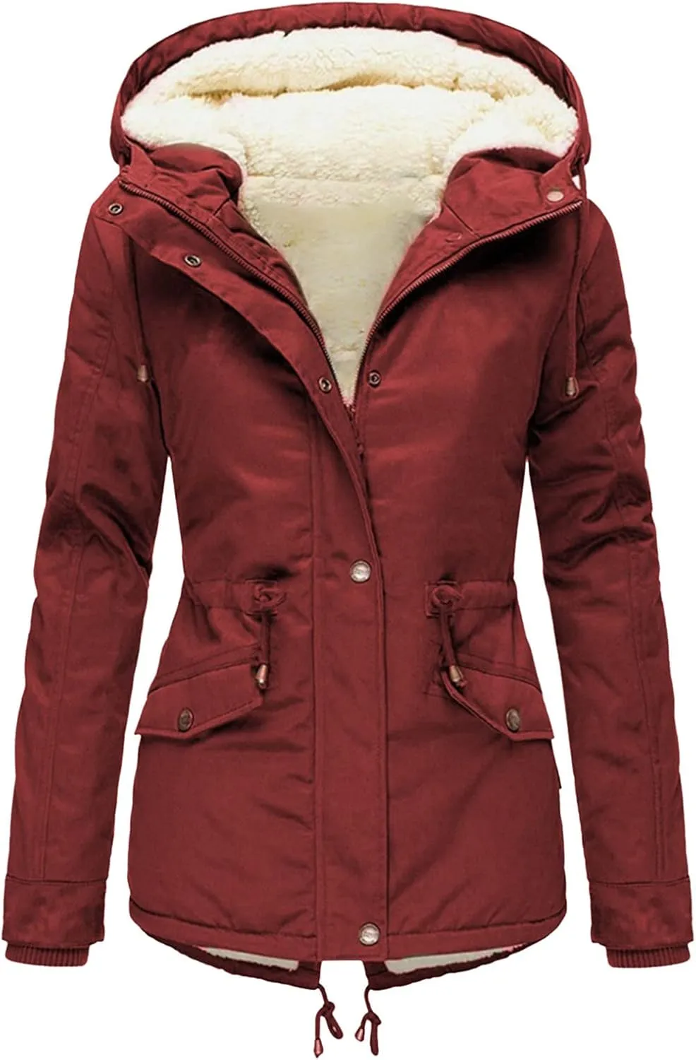 Women Plus Size Winter Overcoat Women's Jacket Thick Outwear Plush Lined Hooded Coat Warm Trench Women's Coat Women's