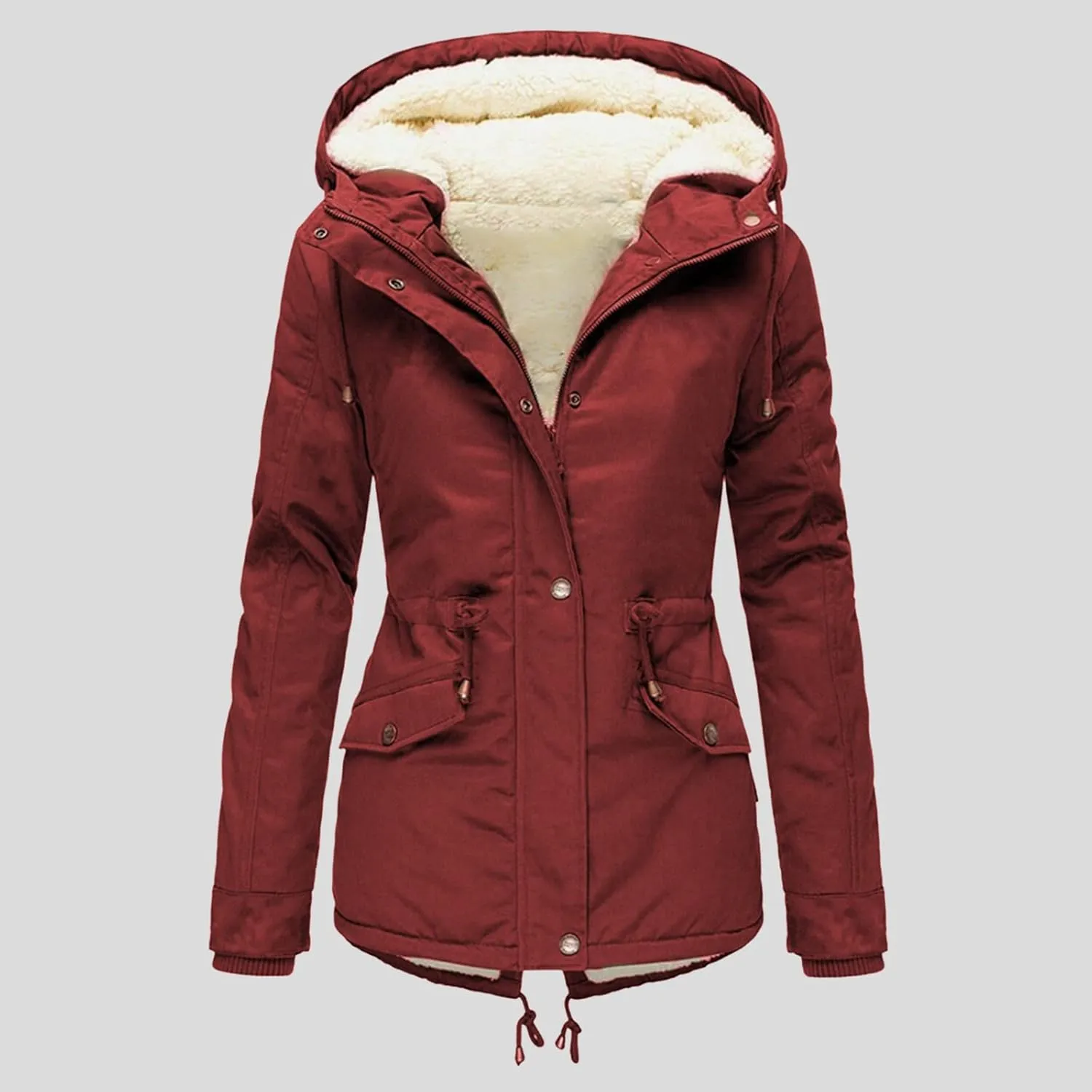 Women Plus Size Winter Overcoat Women's Jacket Thick Outwear Plush Lined Hooded Coat Warm Trench Women's Coat Women's