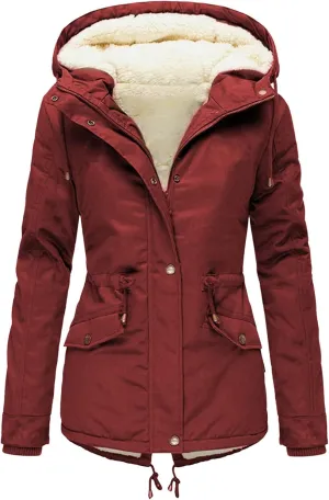 Women Plus Size Winter Overcoat Women's Jacket Thick Outwear Plush Lined Hooded Coat Warm Trench Women's Coat Women's