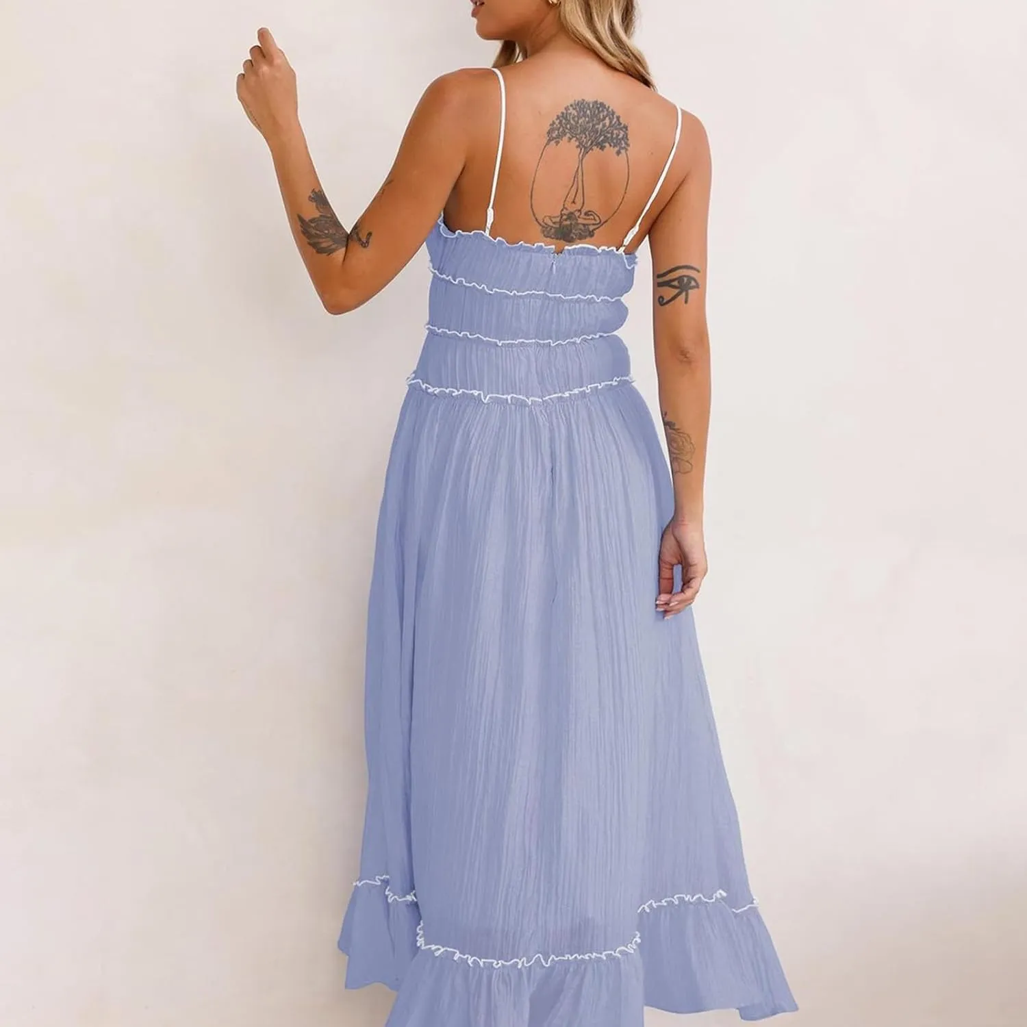 Women Summer Y2k Long Skirts, Corset Tube Ruffled Trim Ruched Princess Midi Dress