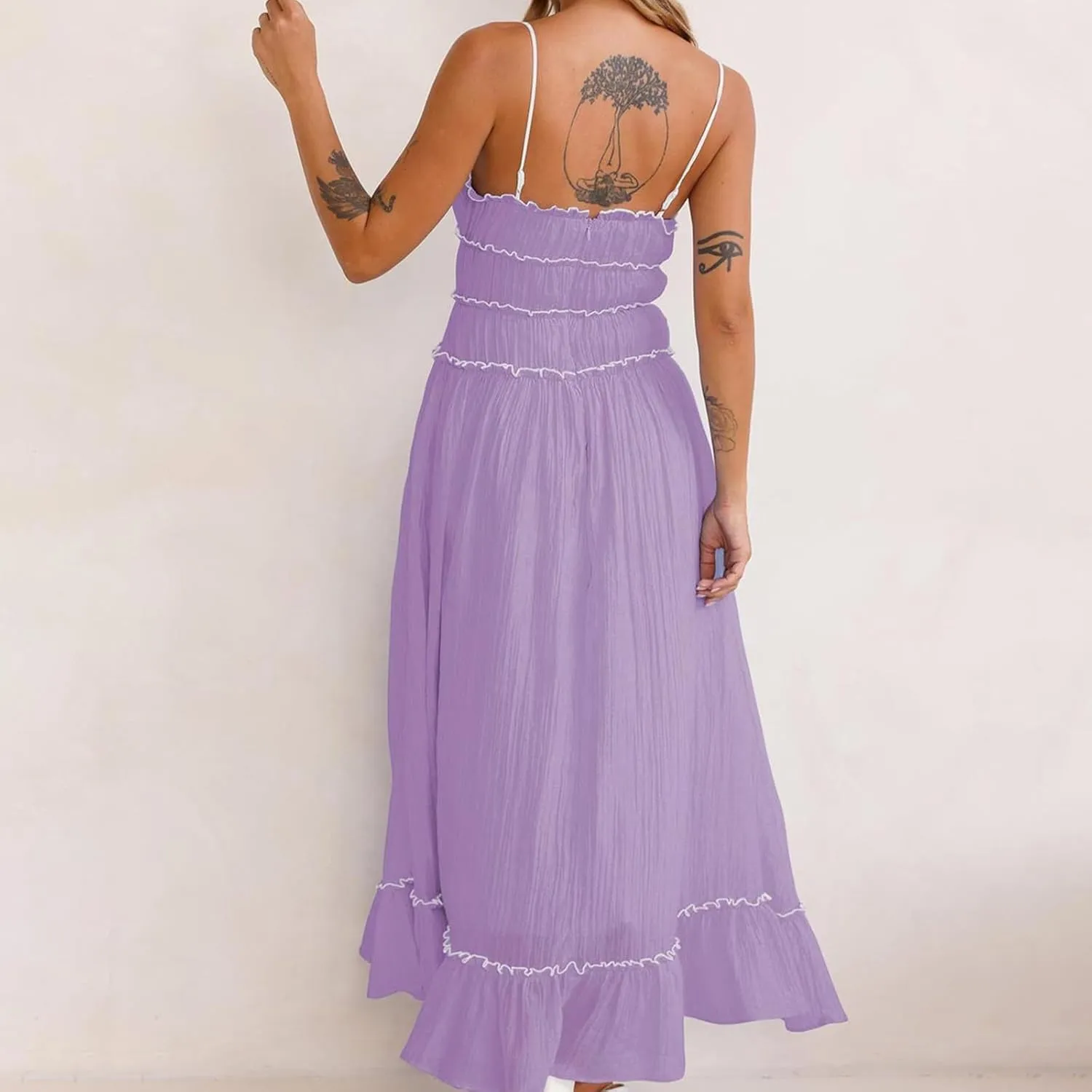 Women Summer Y2k Long Skirts, Corset Tube Ruffled Trim Ruched Princess Midi Dress