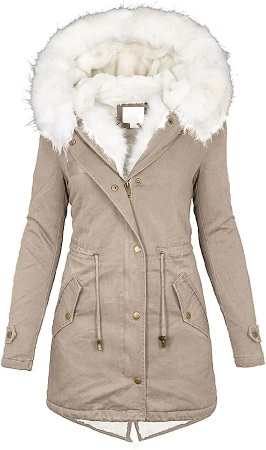 Women Winter Coats Long Hooded Fleece Lined Parka Jackets Thick Warm Cotton Jacket Coat Puffer Jacket Windproof Ski Down Coat