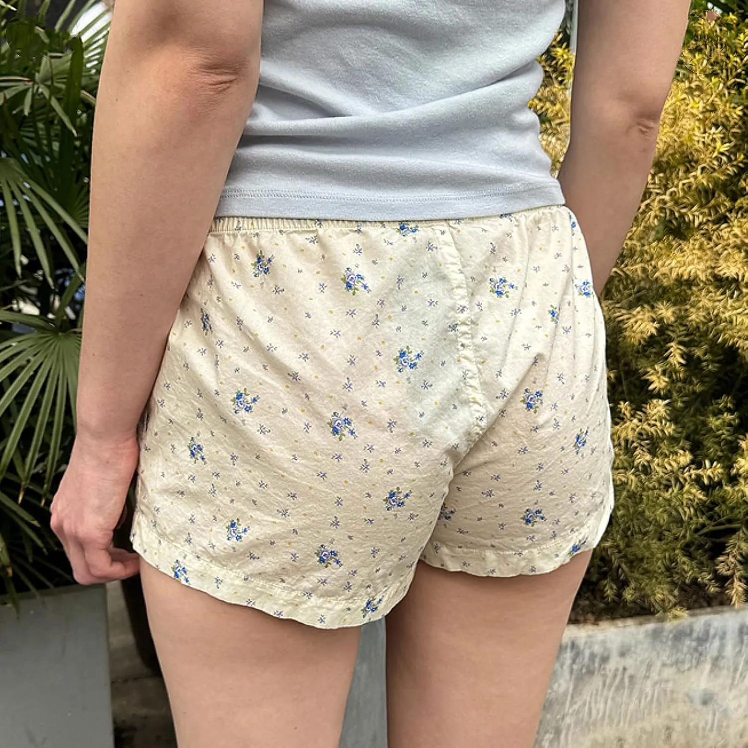 Women Y2k Boxer Shorts Plaid Elastic Waist Wide Leg Lounge Shorts Gingham Pjs Shorts Checkered Micro Shorts Bottoms