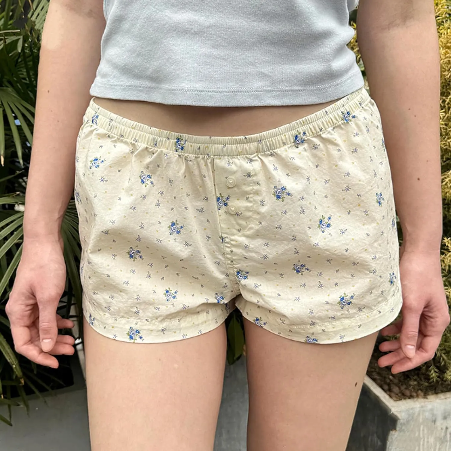 Women Y2k Boxer Shorts Plaid Elastic Waist Wide Leg Lounge Shorts Gingham Pjs Shorts Checkered Micro Shorts Bottoms