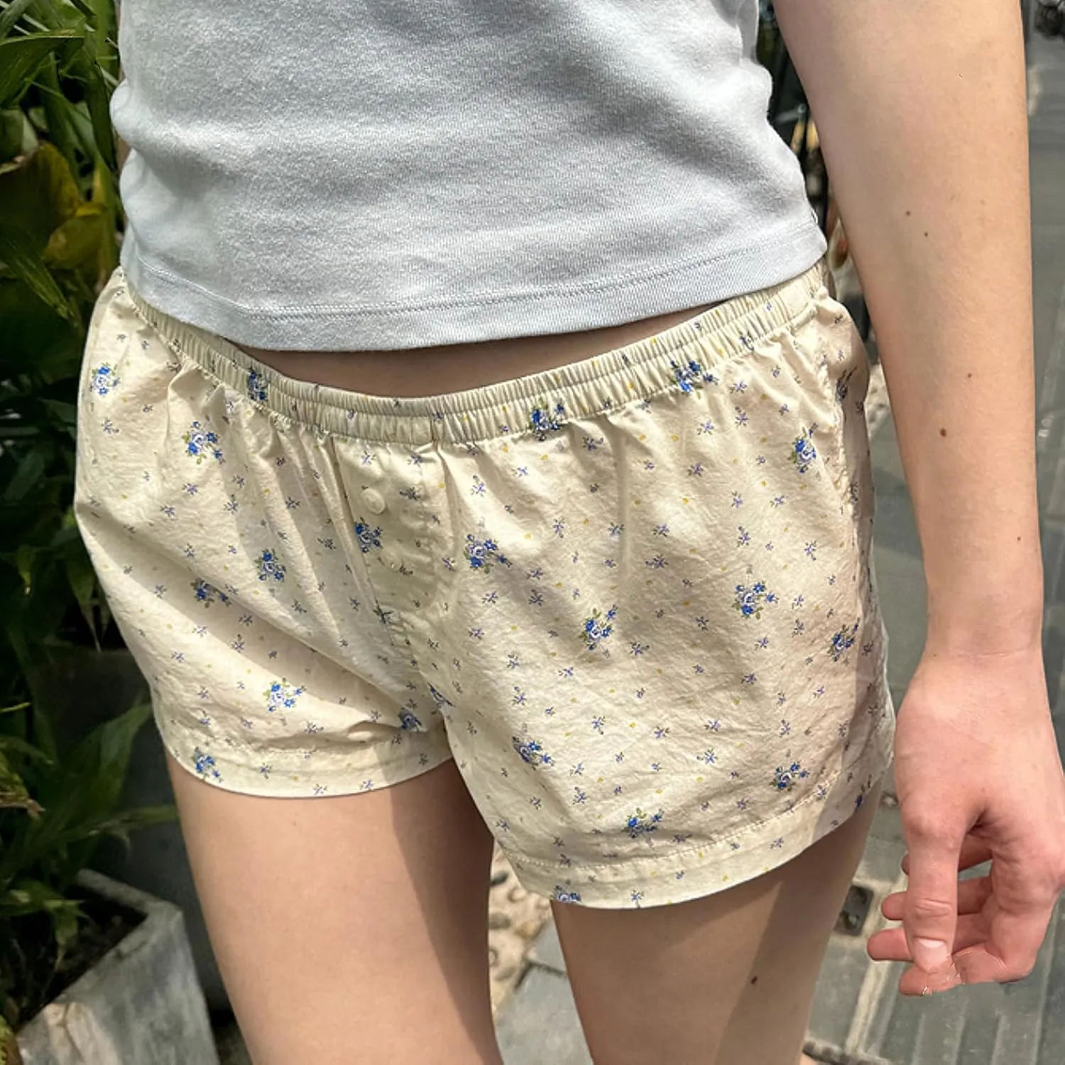 Women Y2k Boxer Shorts Plaid Elastic Waist Wide Leg Lounge Shorts Gingham Pjs Shorts Checkered Micro Shorts Bottoms